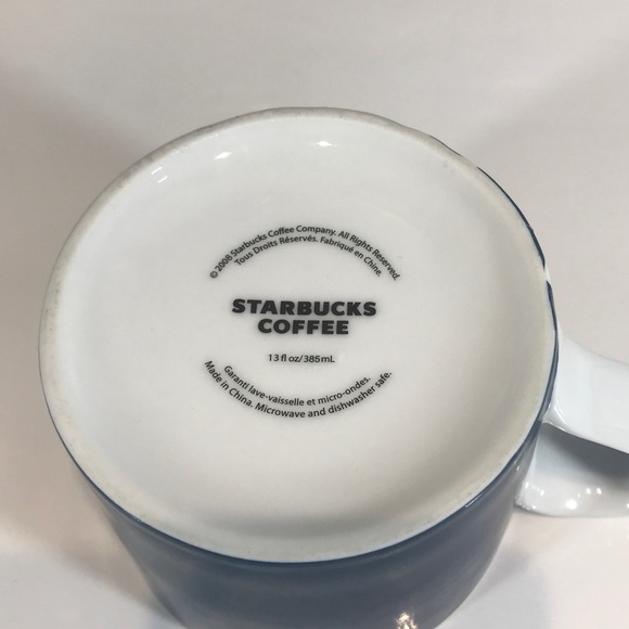 STARBUCKS Blue White Swirl Wave Coffee Mug Cup 13 oz Ocean Sea 2008 - Picture 4 of 4